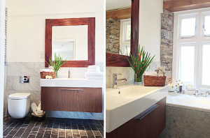 A perfect place to soak in this large bath with views overlooking the garden and the south Devon scenery beyond