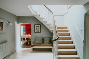 The hallway leading into the dining room