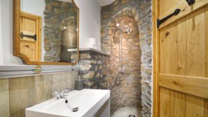 This stunning stone shower is in one of the ground floor bedrooms