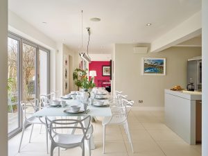 The contemporary kitchen is open plan and give your group plenty of space to be together