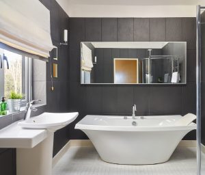 Indulge yourself in a long, relaxing bath in this sophisticated bathroom