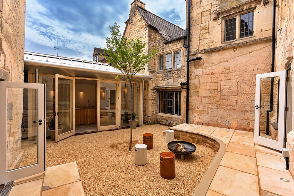 inner courtyard with firepit